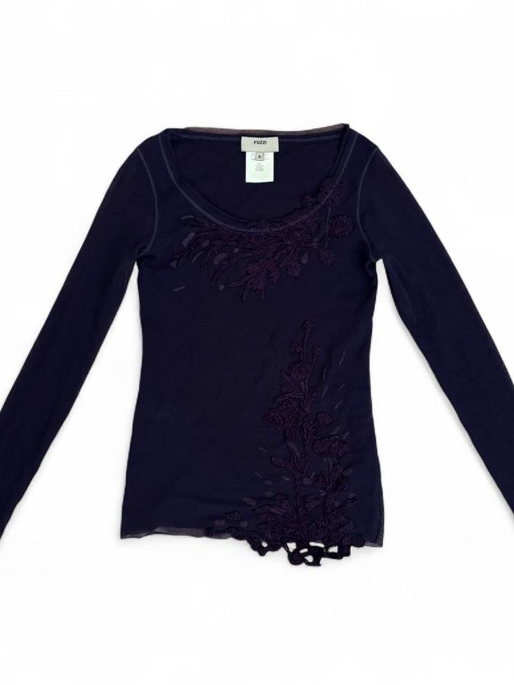 Fuzzi purple mesh top